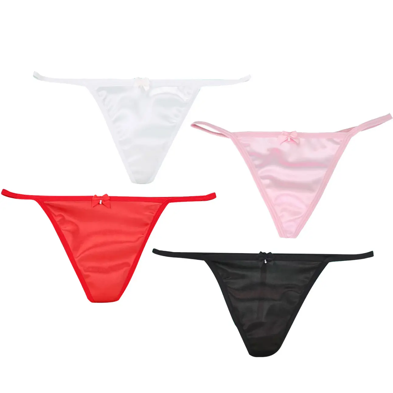 Yruioon Women's Silky Satin T-back Underwear Low Rise Bikini Briefs G-string Thong Lingerie Cotton Panty