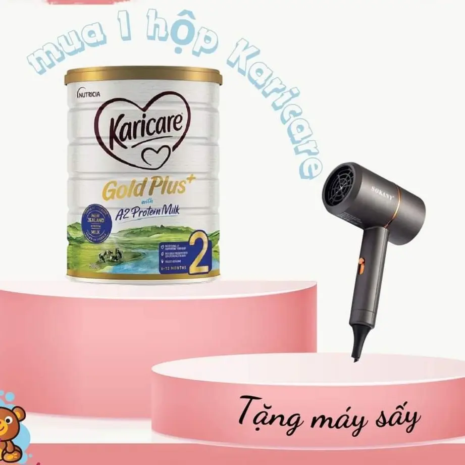 Sữa Karicare Gold Plus A2 Protein số 1,2,3,4 900g( mua 1 Lon tặng máy sấy tóc)