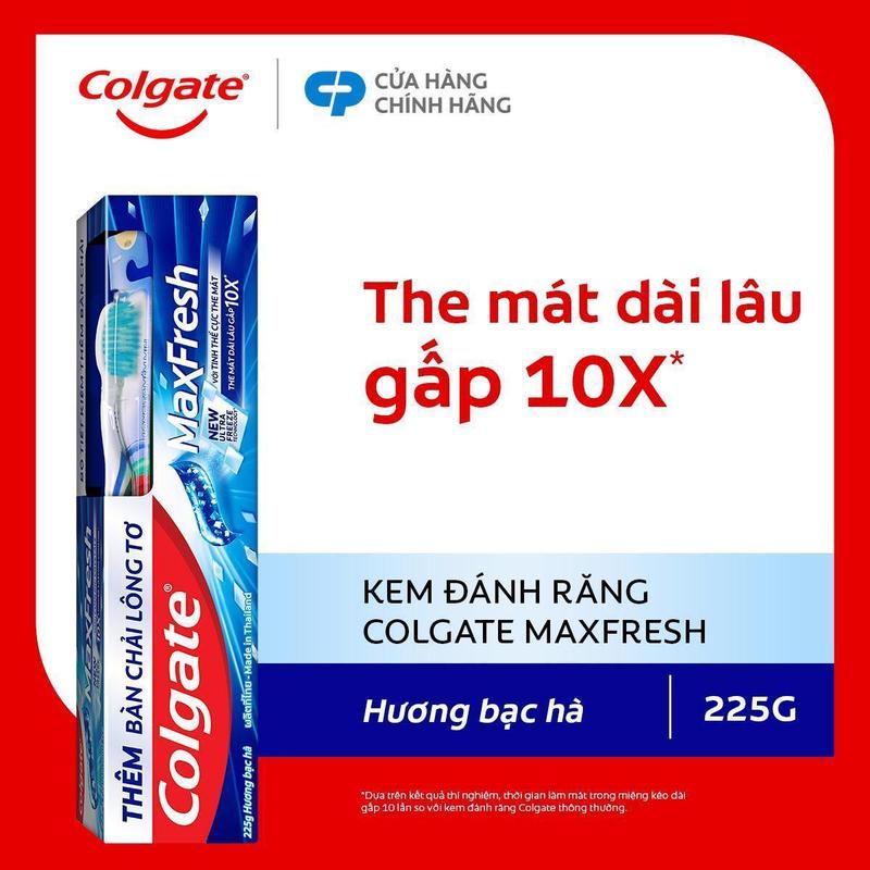   Tặng bàn chải đánh răng lông mềm  Kem đánh răng Colgate MaxFresh 225g  tuýp 