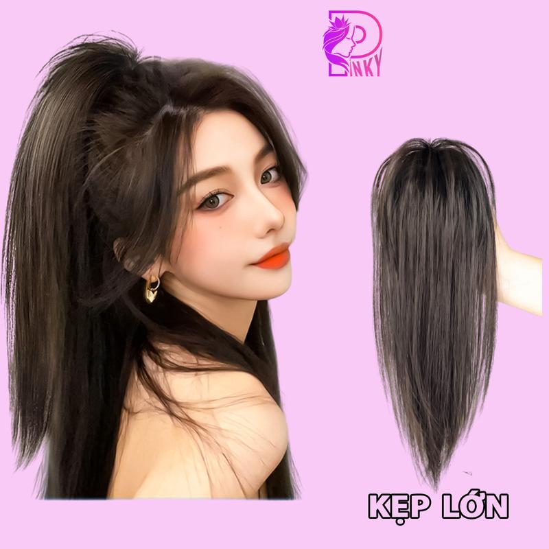 Tóc giả ngoặm nửa đầu (KẸP LỚN) tóc giả búi phủ thẳng cho nữ phong cách sành điệu Women Wig