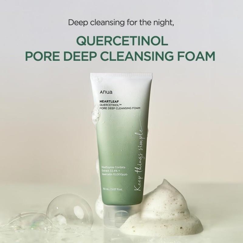 【100%  Asli】ANUA Heartleaf Quercetinol Pore Deep Cleansing Foam 150ml/ANUA Cleansing Oil 200ml /ANUA 77% Toner 250ml / Anua Peach 70% Niacinamide Serum 30ml 4