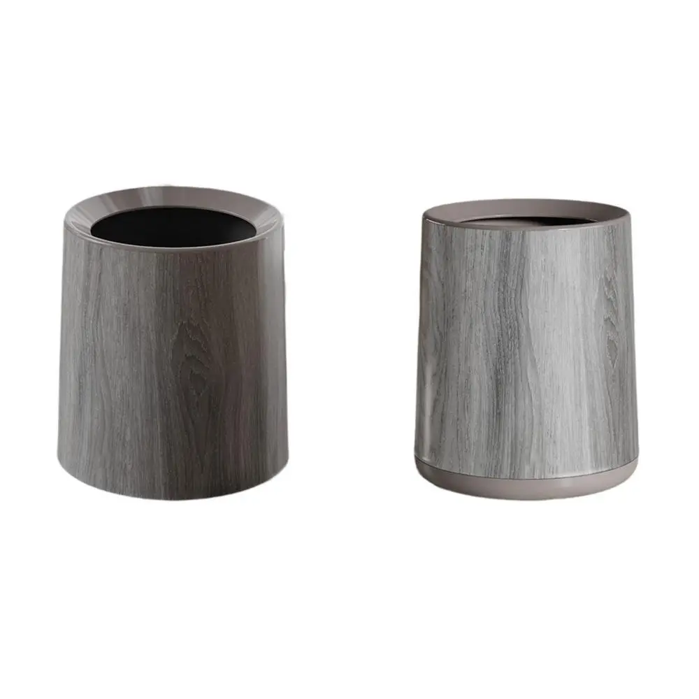 Wood Grain Trash Can Toilet Paper Basket Room Aesthetic Garbage Can for Powder Room