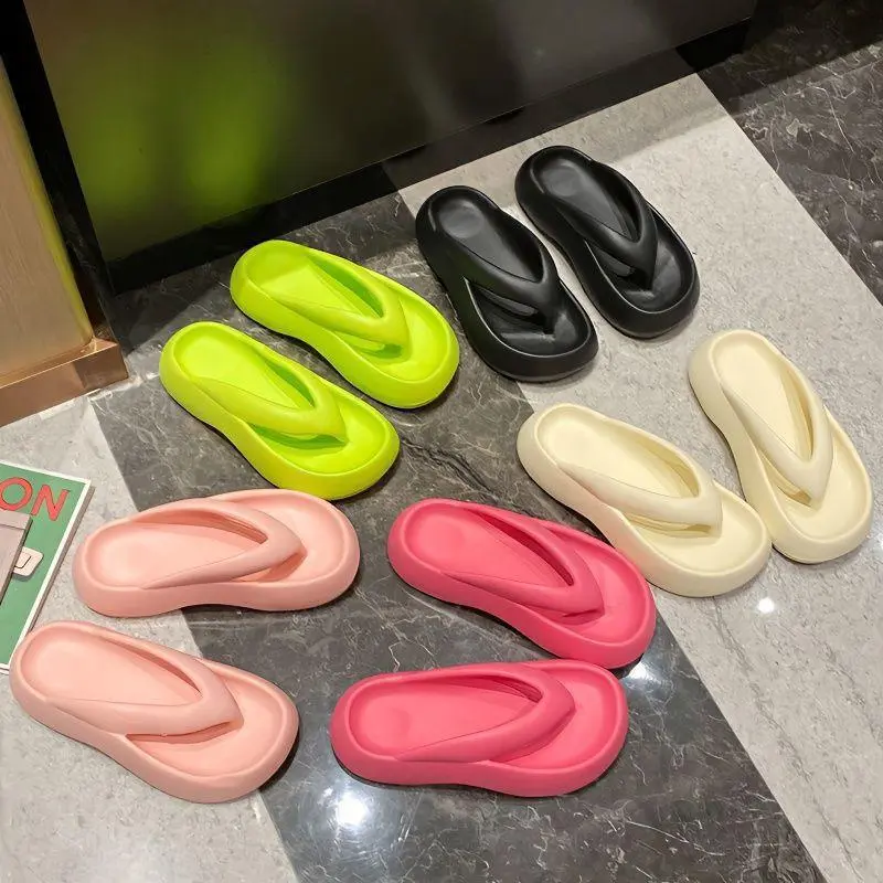 dép xỏ ngón đế dày nhiều màu sắc, màu neon cá tính, dép đi mưa cao su đúc nguyên khối mã 0001 Đế Bằng DéP