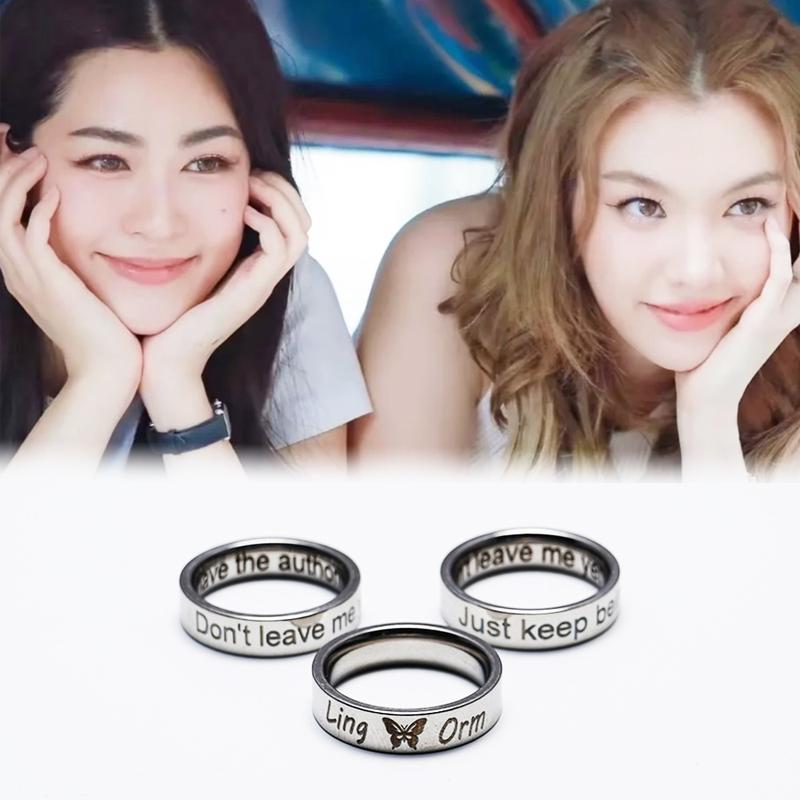 Lingorm Rings The Secret of Us Letter Dialogue Butterfly Stainless ...