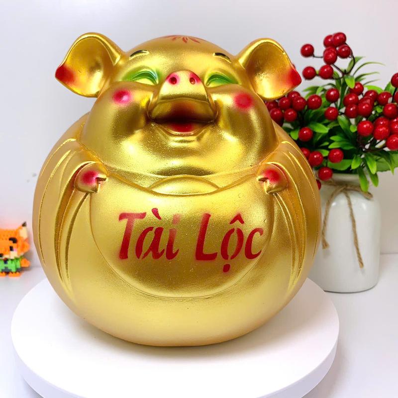  Heo Đất Ống Tiết Kiệm Bụng Bự Tài Lộc Size Vừa Vàng Đồng - Lợn Đất Tiết Kiệm Quà Tặng Trang Trí Ống Heo Đựng Tiền hủ heo  đất con  heo 