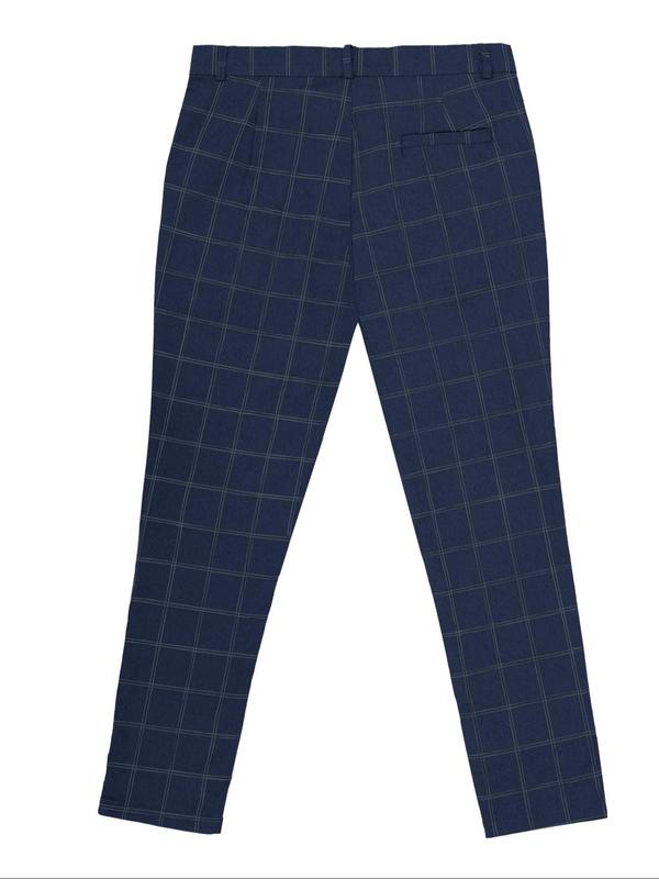Men's Plaid Print Button Fly Slim Pants, Business Casual Pocket Design Trousers For All Seasons, Men's Bottoms For Work Office Daily Wear 5