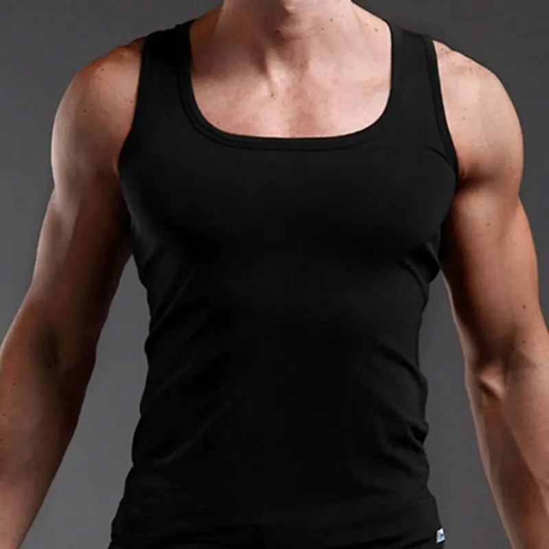 Men'S Square Collar Vest Cotton Casual Bodybuilding Men'S Vest Men'S Sweater Men'S Vest Sports Vest Men's Sports Running Vest Fitness Summer Sleeveless
