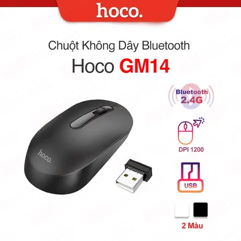 Chuột Không Dây 2.4G Hoco GM14 , kết nối USB, DPI 1200, thiết kế sang trọng , tiện lợi khi sử dụng