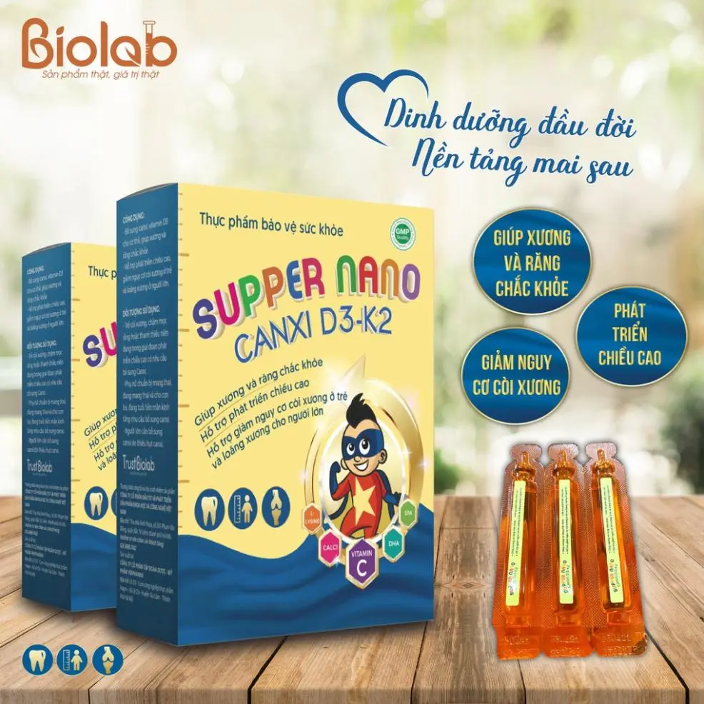 SUPPER NANO CANXI D3-K2, Canxi nước hữu cơ BIOLAB [Hàng chính hãng]