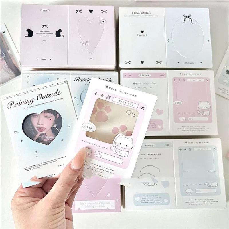 Product Introduction of asdfger 6pcs/30pcs New Folding Photocard Holder Hollow Kpop Photo Card Back Card DIY 3 Inch Packing Fixed Cardboard Idol Photo 9
