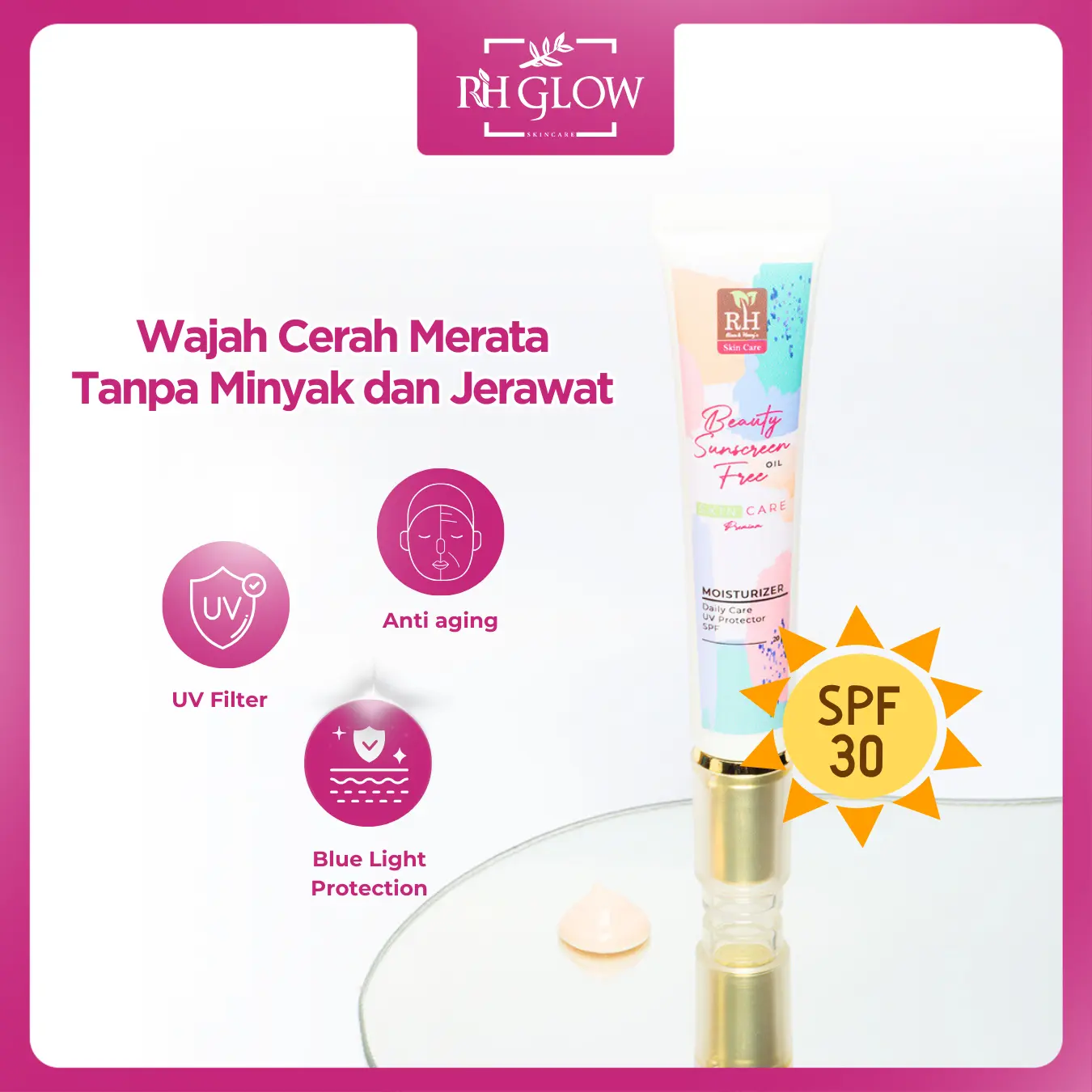 BEAUTY SUNSCREEN OIL FREE  PINK (SUNSCREEN LOTION EXCLUSIVE) SPF  30 Mencerahkan Wajah