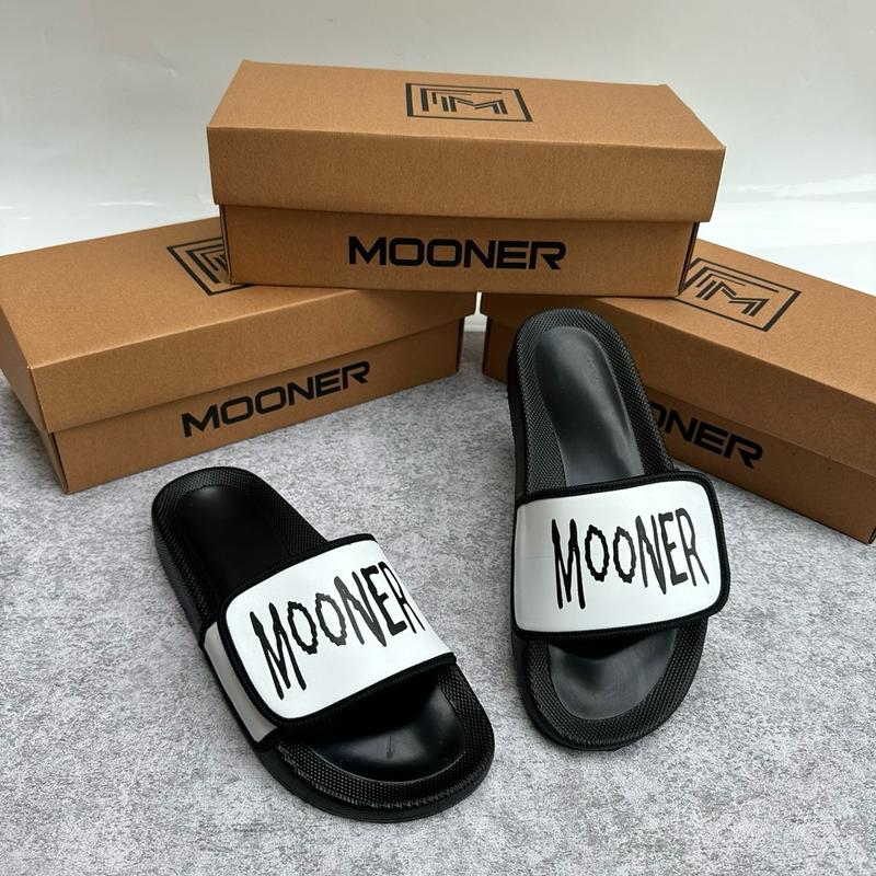 Dép Mooner quai dán da chữ in 3d trên mặt dành cho nam nữ_dép quai ngang dép hottrend