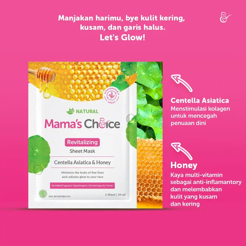 Mama's Choice Revitalizing Sheet Mask Centella Asiatica & Honey 3Pcs 1