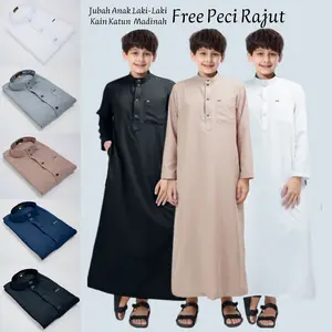 Jubah Al haz anak laki-laki lengan panjang kain katun super adem fashion muslim gamis Nyaman Kancing Pria Dewasa