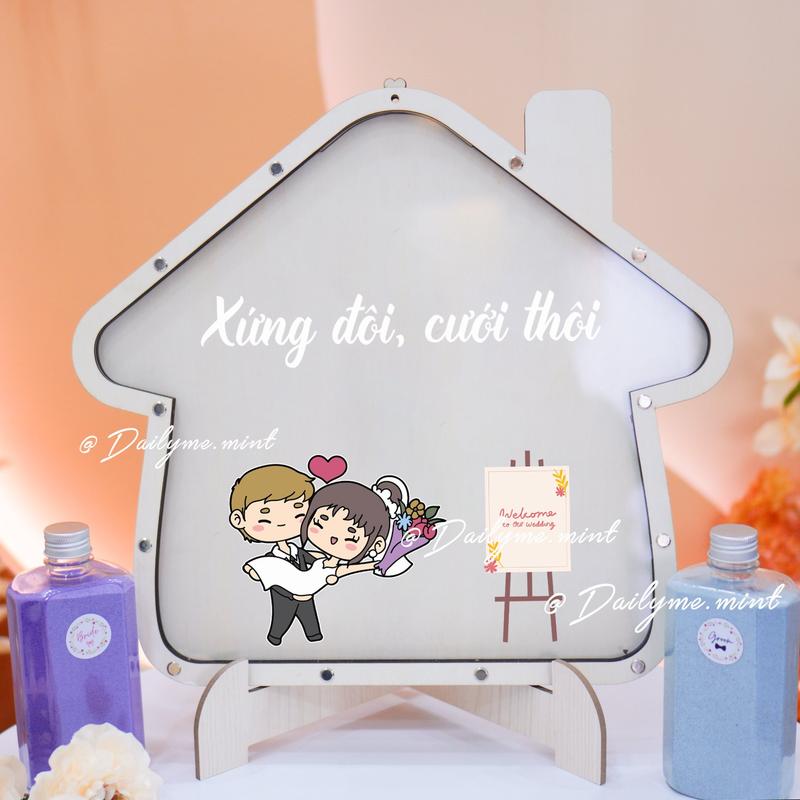 Tranh Rót Cát Ngày Cưới Hình Ngôi Nhà Nấm Theo Mẫu Có Sẵn - Dailymemint 3
