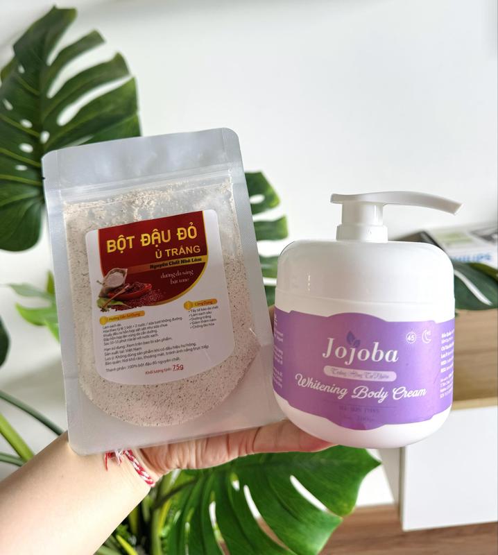 (DEAL HỜI MUA 1 TẶNG 1) - KEM BODY DƯỠNG TRẮNG DA JOJOBA, TẶNG BỘT ĐẬU ĐỎ Ủ TRẮNG NGUYÊN CHẤT NHÀ LÀM