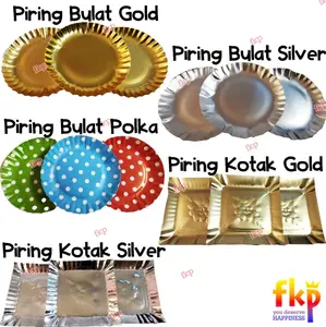 Fun Kids Party Piring Kue Kertas Gold Emas Silver Isi 10pcs / Piring Kue Ulang Tahun / Piring Kotak / Piring Polka / Polkadot Plastik