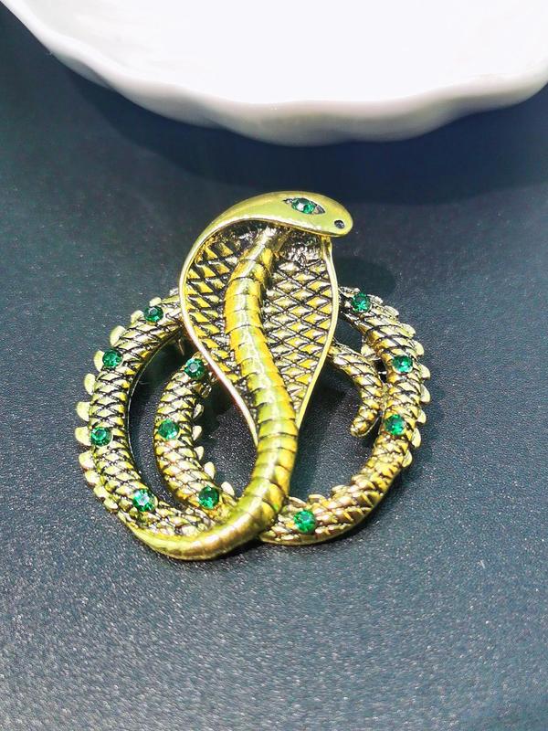 Fashion Rhinestone Decorated Snake Design Brooch Pin for Clothes, Punk Rock Party Boutique Men's Accessories, Classic Fashion Accessories for Daily Wear 2
