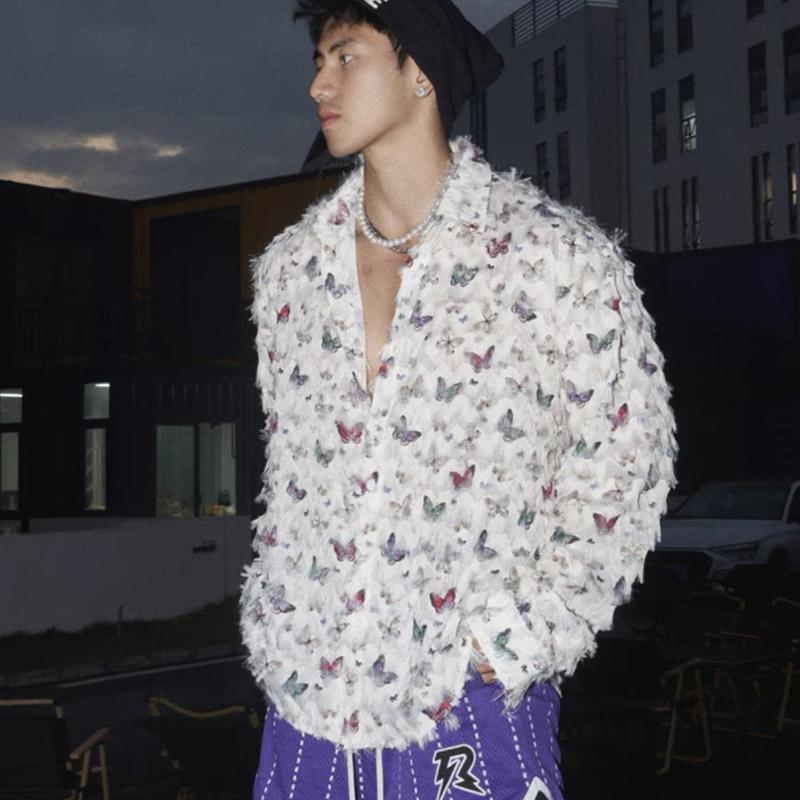 Áo Sơ Mi Lông Vũ Phối BƯỚM Tay Dài Unisex Phù hợp đi Đám, Tiệc, Sự Kiện Mr Smile 99 Shop SM120 Nam Menswear