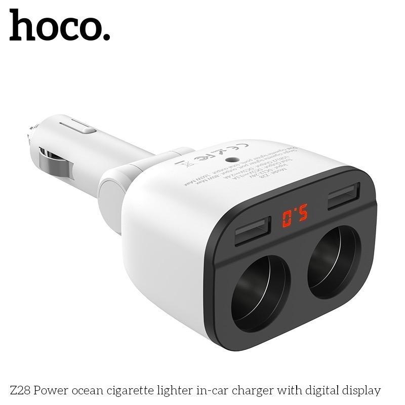 Tẩu sạc xe hơi ô tô Hoco Z28 tích hợp 4 cổng sạc - có màn hình LCD Chia tẩu sạc gắn camera hành trình Phụ Kiện
