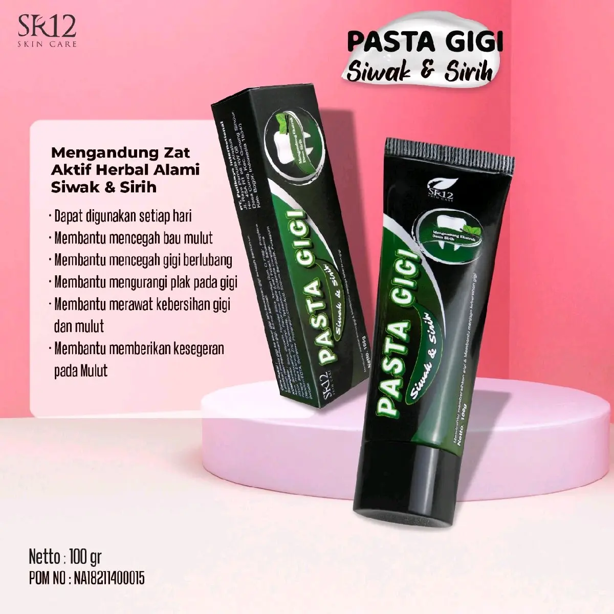 SR12  Pasta gigi charcoal pasta gigi siwak & sirih memutihkan gigi alami Penyegar mulut