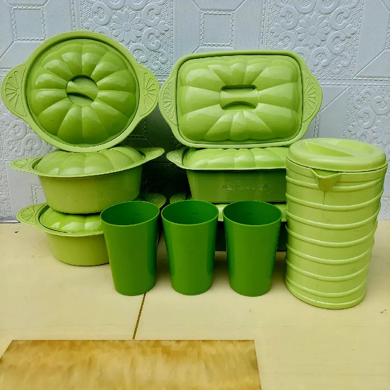 WADAH SAYUR / TEMPAT MAKANAN SET 10 PCS ( 3 KOTAK 3 BULAT 3 GELAS FREE TEKO ) Kitchenware 1
