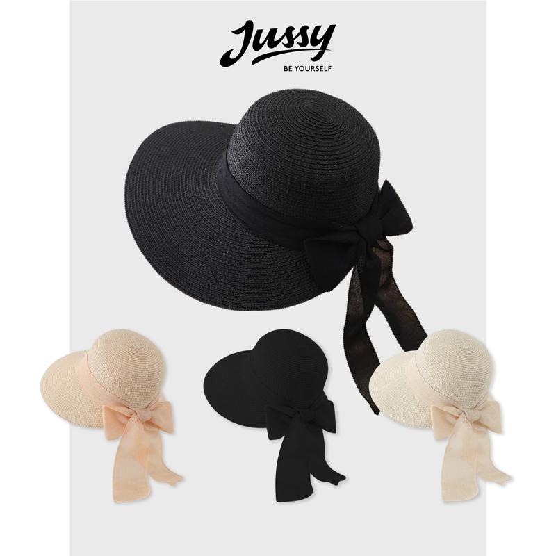 Mũ Cói Cuộn Rộng Vành Đính Nơ To JCB08 Jussy Official Chất Cói Cước Vành Rộng Che Nắng Đi Biển Du Lịch Nhiều Màu Đẹp Women Nón Hat Cap