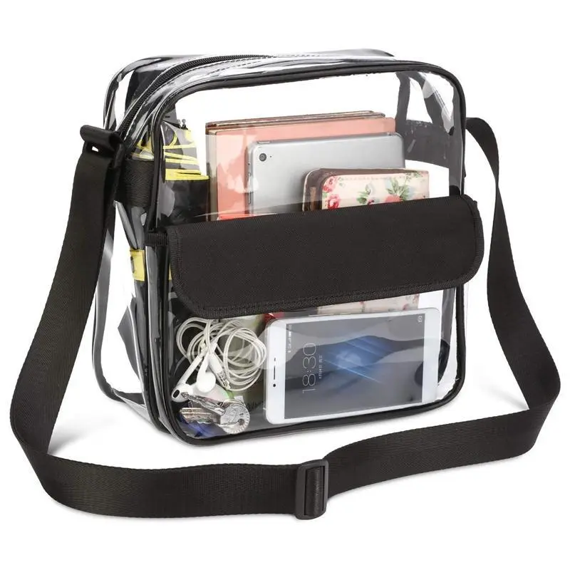 Clear Bag Cross Transparent Bag Waterproof See Through Zippered Tote Bag for Travel Concerts Work