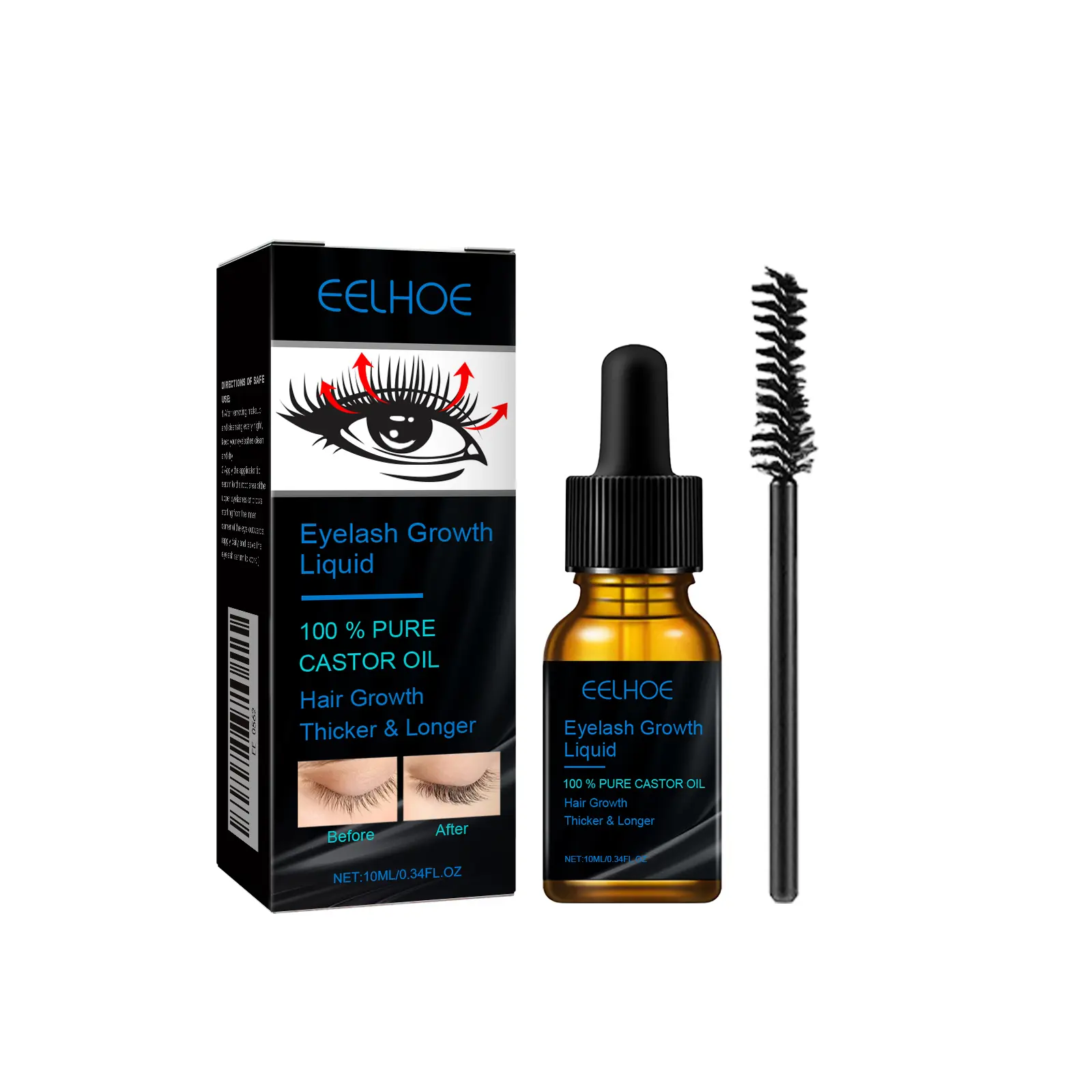 Eelhoe Castor Oil Eyelashe Essence Daily Natural Eyelash Curling Beautiful Makeup Gentle Moisturizing Care Solution