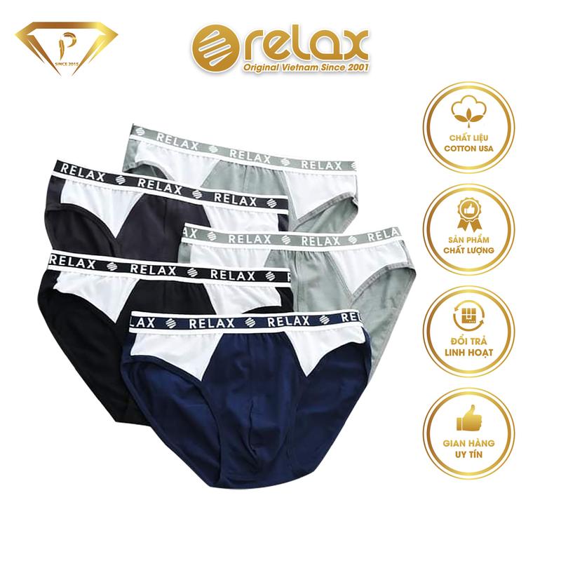 Quần lót nam RELAX RLTK023 quần lót Cotton USA , quần lót brief lưng 1.5cm Menswear Sịp Đen Boxer Quần Boxer