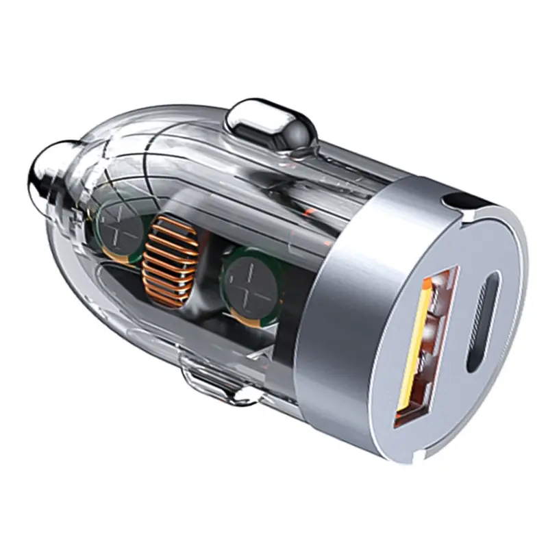 Bộ Chuyển Đổi sạc trên ô tô, Sạc nhanh, Cổng kép 120W, Kích thước nhỏ, Thiết kế trong suốt, Thích hợp cho ô tô 2