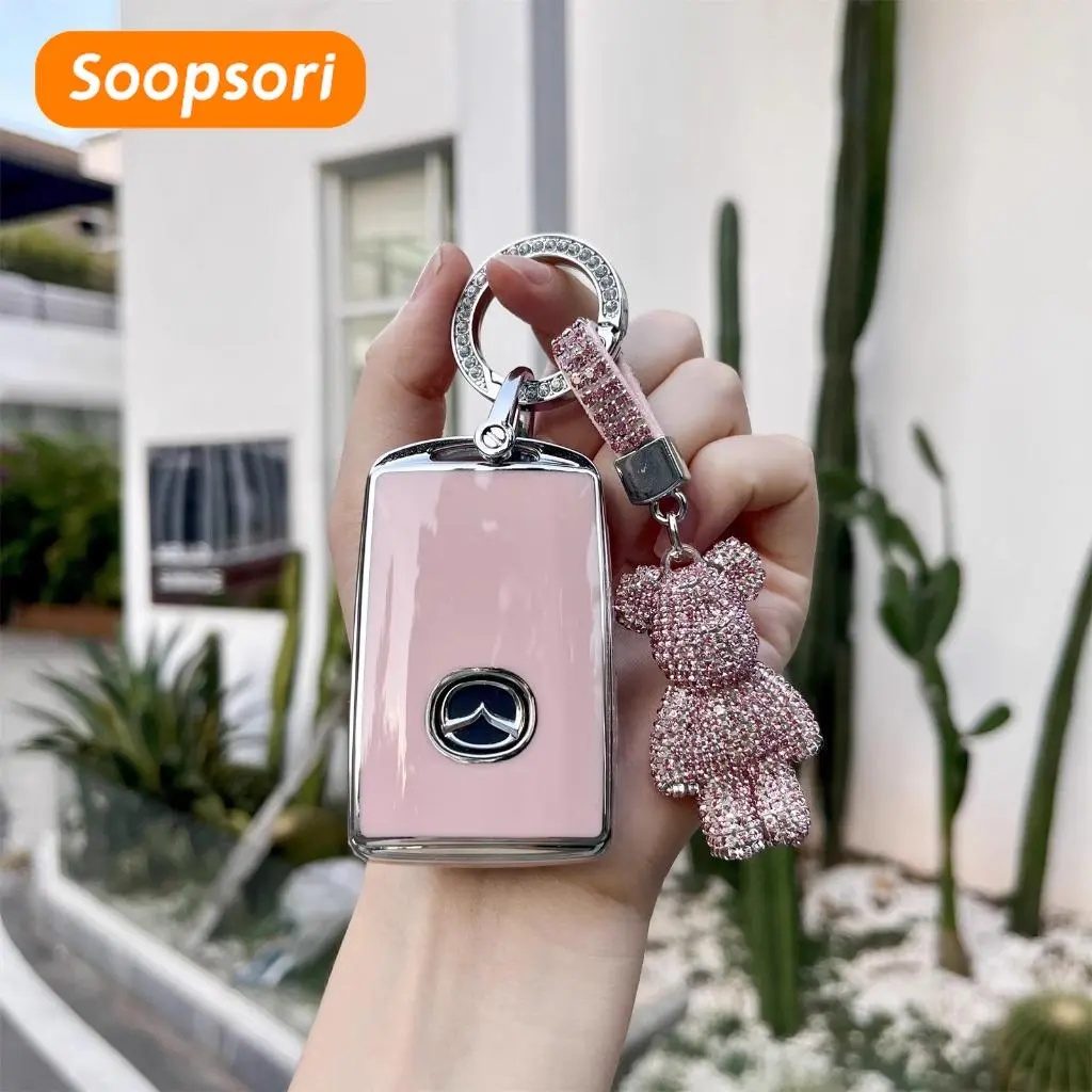 Sarung Kunci Jauh Kereta TPU Lembut, Soopsori, Untuk Mazda 2 3 6 Atenza Axela Demio CX-5 CX5 CX7 CX-7 CX-3 CX3 CX-9 CX9 MX5, dengan 2 / 3 Butang, Aksesori