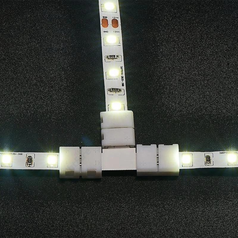 Product Introduction of 10pcs Solderless LED Strip Connector 4 pin 10mm 8mm L I Type Unwired Gapless Terminal Extension For SMD 5050 2835 LED Strip 12