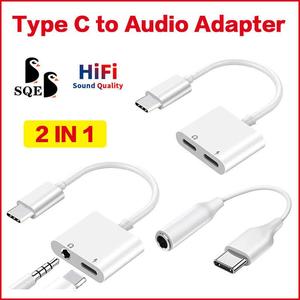 2 in 1 Type C to Audio Jack and Type-C Adapter USB C to 3.5mm Jack Audio+Charging Splitter Earphone Cable Charging Adapter DAC for Android Phone