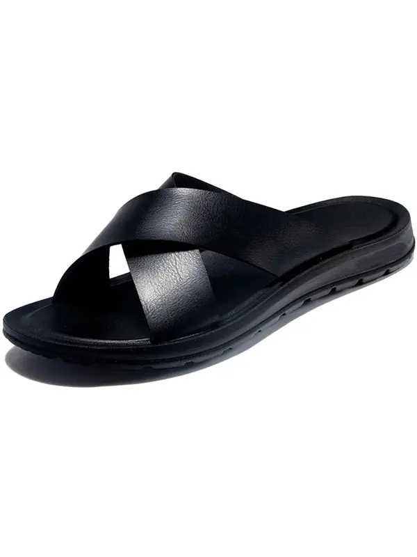 Men's Simple Plain Fashion Slippers (1 Pair), Casual Fashionable Wide Fit Slippers for Summer, Lightweight Breathable Non-slip Slippers for Indoor and Outdoor 4