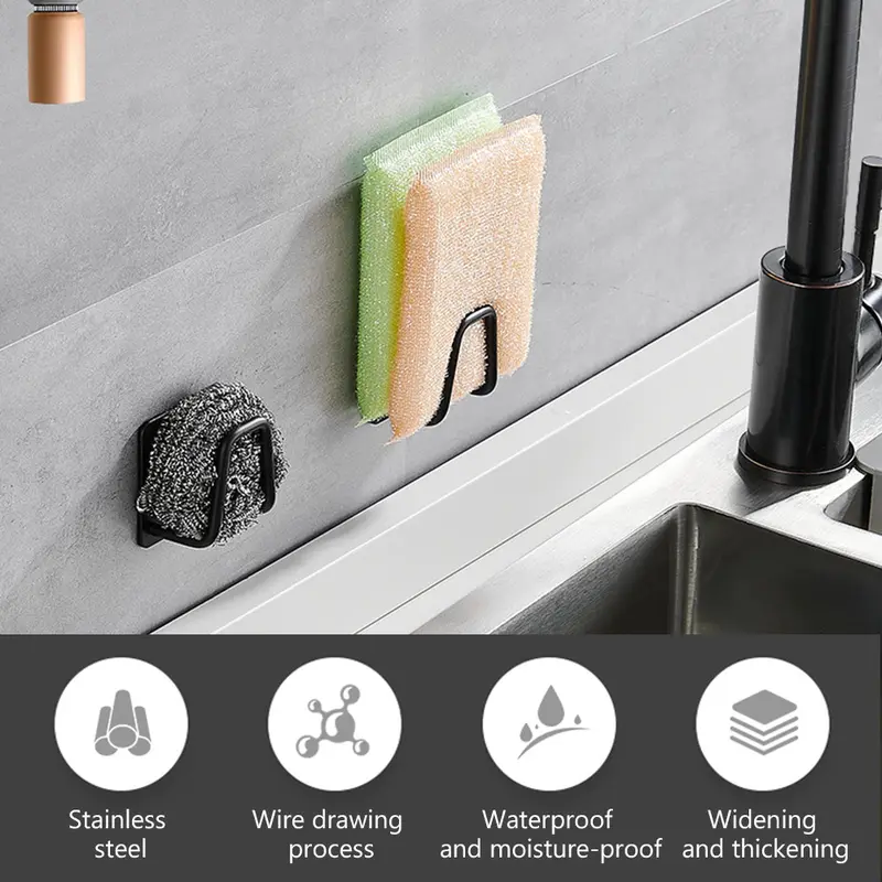 GANTUNGAN TEMPELAN DINDING STAINLESS STEEL Rak Dapur Alat Masak Kamar Mandi Kamar Tidur Serbaguna 2