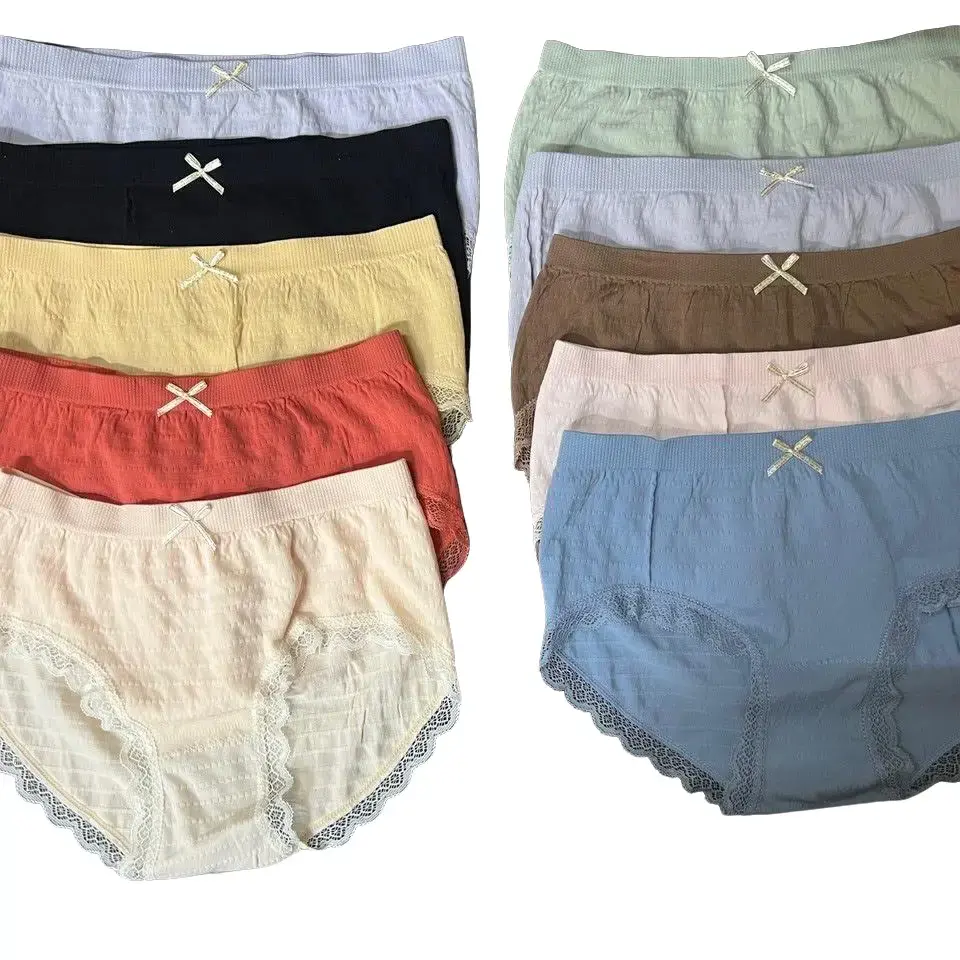 546 (freesize 40-65KÝ) SET 10 QUẦN LÓT NHIỀU MÀU NGẪU NHIÊN Trơn Nữ Women