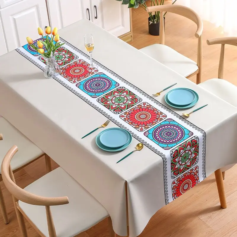 Khăn Trải Bàn PVC Họa Tiết Cành Đào Chống Thấm Nước Chống Thấm Dầu Trải Bàn Ăn Khăn Trải Bàn Cà Phê Gia Đình 7