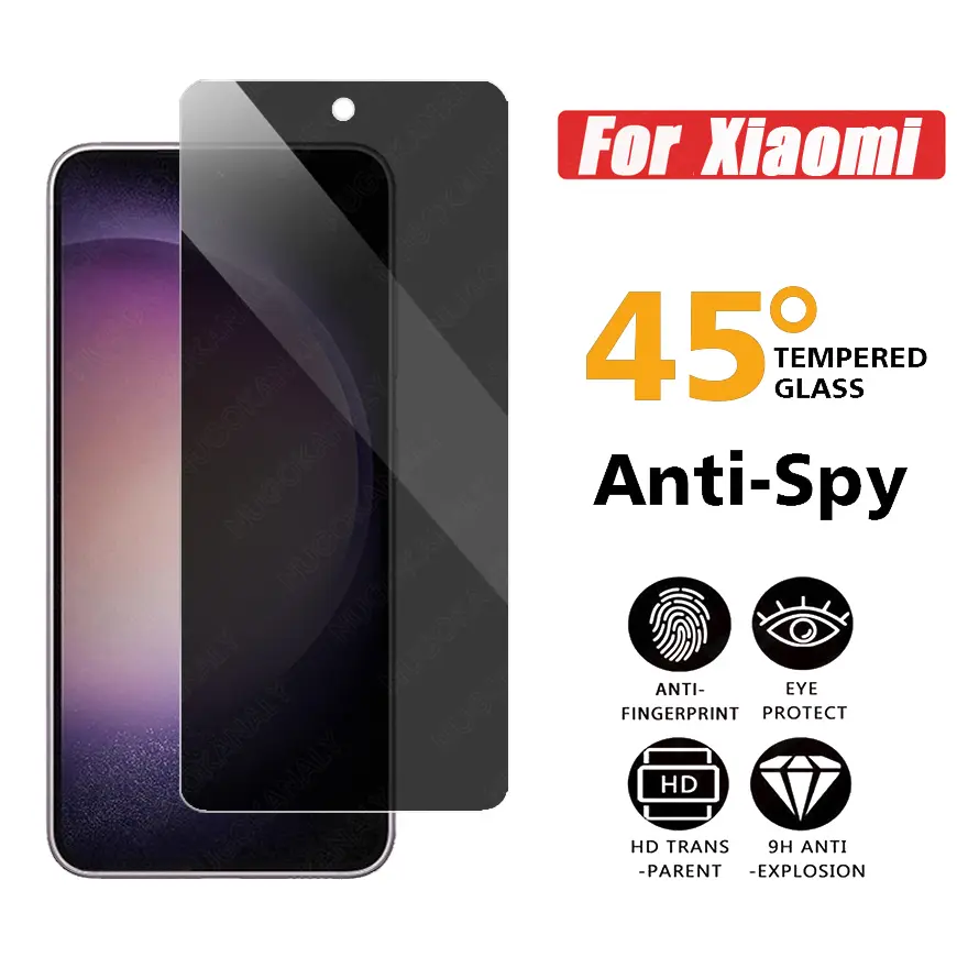 Privacy Tempered Glass for Xiaomi Mi 14 13 12 11 Lite 5G NE 14T 13T 12T 11T 10T 9T Pro Poco C61 C75 Pro 5G F6 F5 F4 F3 F2 Pro Pocophone F1 Anti Peeping Screen Protector Film
