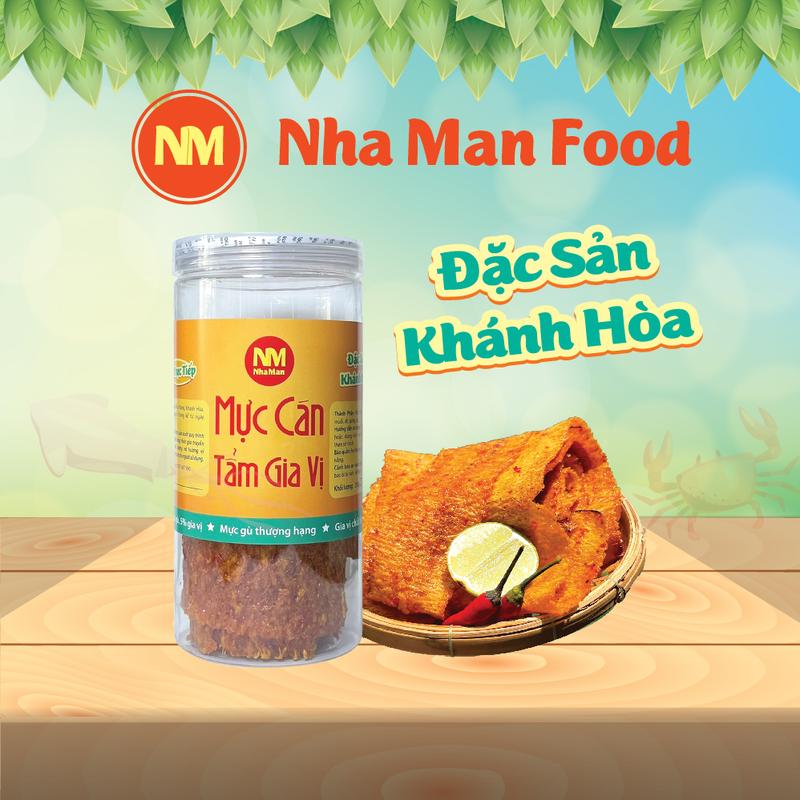   Nhà Mặn Food  Mực cán tẩm gia vị 500g gồm 2 hũ 250g đặc sản Nha Trang đồ ăn vặt snack food thức ăn 