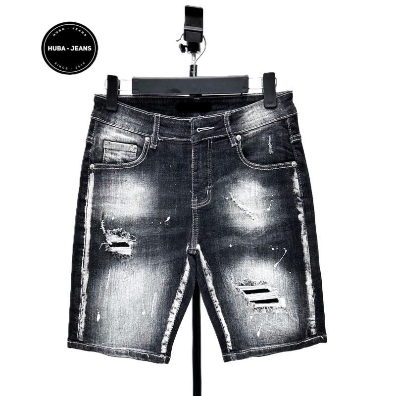 HUBA-JEANS Quần jean nam sort PHOM ÔM ỐNG CÔN xám wash Menswear Pants Denim quầntàntật quần purple quần biker quần icon thông thường có thể giặt máy