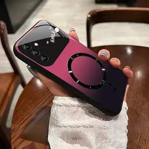 Cocok untuk casing ponsel Galaxy A55 5G Casing ponsel kaca tahan guncangan magnetik gradien baru dalam berbagai warna.-BLK
