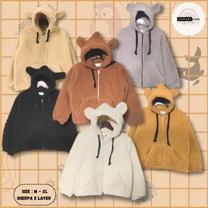Sweater Hoodie Sherpa Anak Unisex Kids Zipper 2-9 Tahun Bear Cewe Fashion