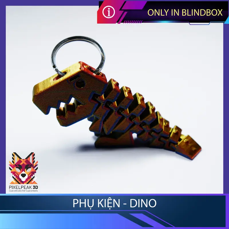 PixelPeak3D - Phụ kiện - Móc khóa xoay giảm stress - Khủng long Dino Flex !!! 7