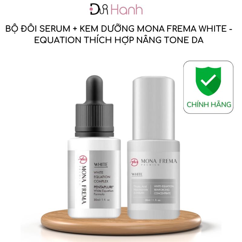 Bộ đôi Serum + Kem dưỡng Mona Frema White - Equation thích hợp nâng tone da Collagen Skincare
