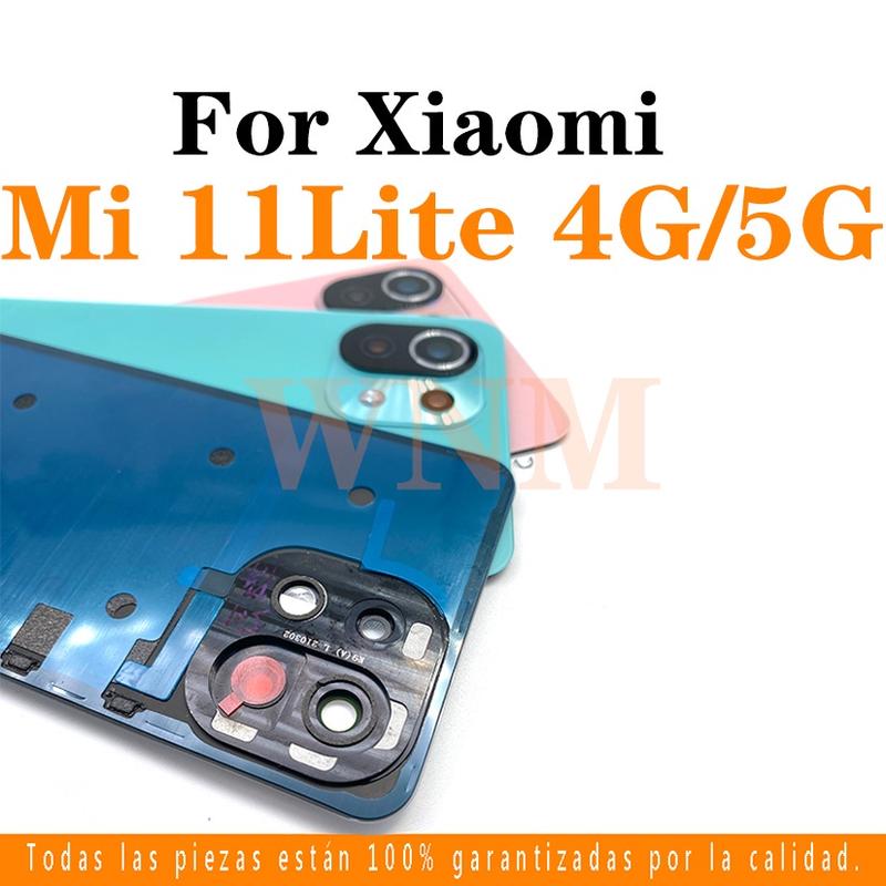 Vỏ nắp pin mặt sau, cho Xiaomi Mi 11 Lite 4G / 5G, nắp pin kính, vỏ cửa sau, bộ phận thay thế, với các công cụ ống kính khung 3