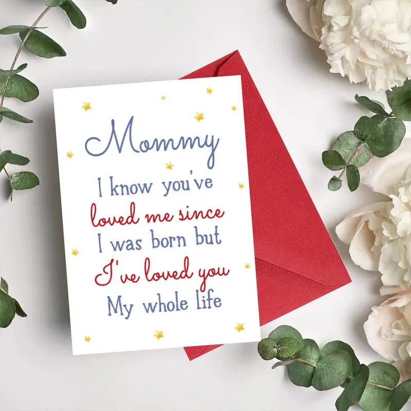 Mommy Letter Pattern Greeting Card with Envelope, 1/3 Counts Creative Birthday Gift Card, Mother's Day Gift for Mom, Birthday Gift for Mom, Party Supplies 6
