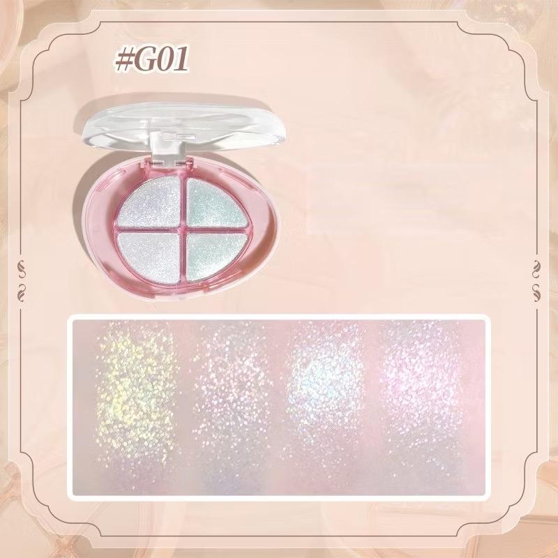 Bảng mắt 4 ô nhũ highlight Gogotales Glittering Colorful