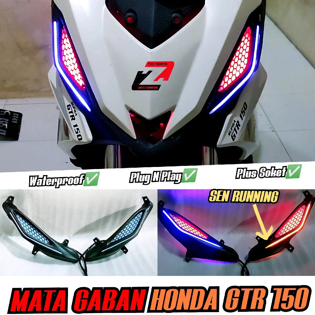 MATA GABAN HONDA SUPRA GTR 150 + SEN RUNNING Lampu