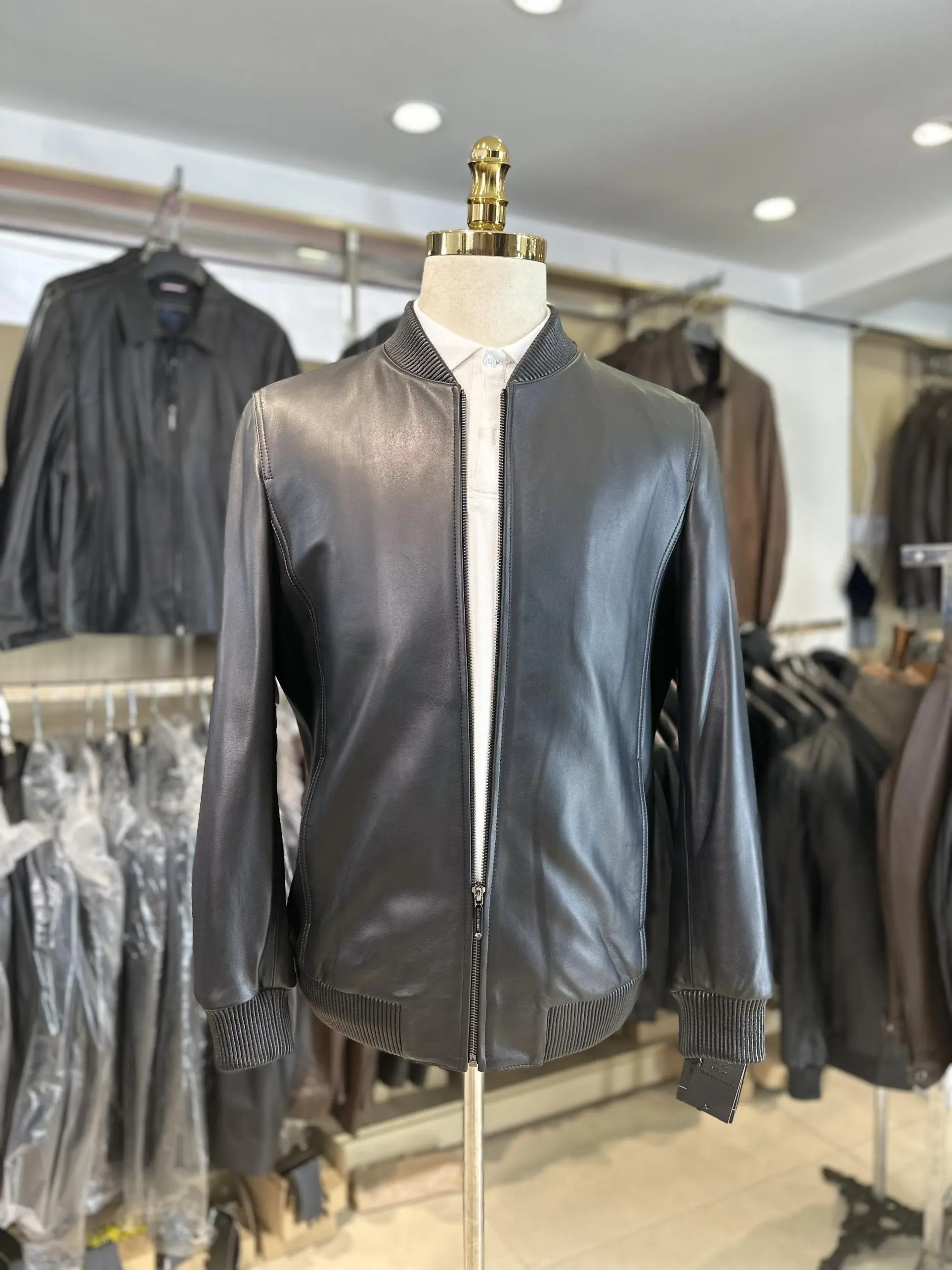 MS_05 Áo Khoác Bomber Da Cừu Hàng Nhập Khẩu Cao Cấp